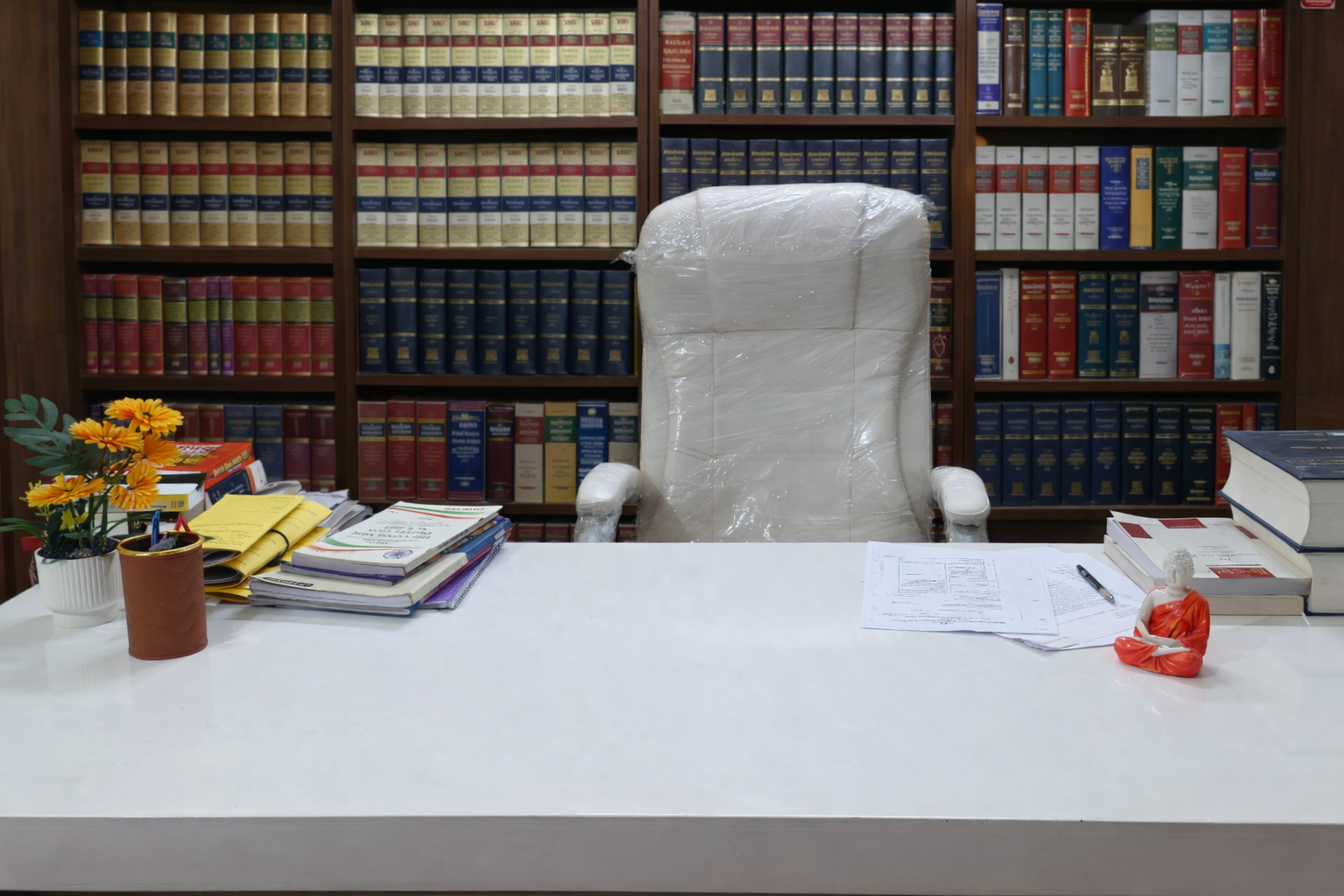 Elegant law office and legal books illustration